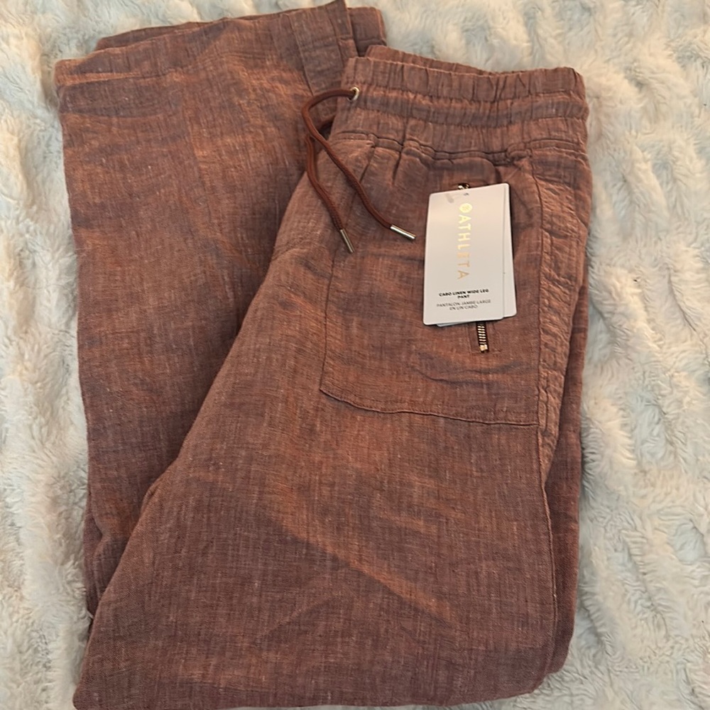 Athleta Coral Cabo Linen Wide Leg Pant Size 4